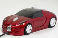 PC myš auto Červené Bugatti